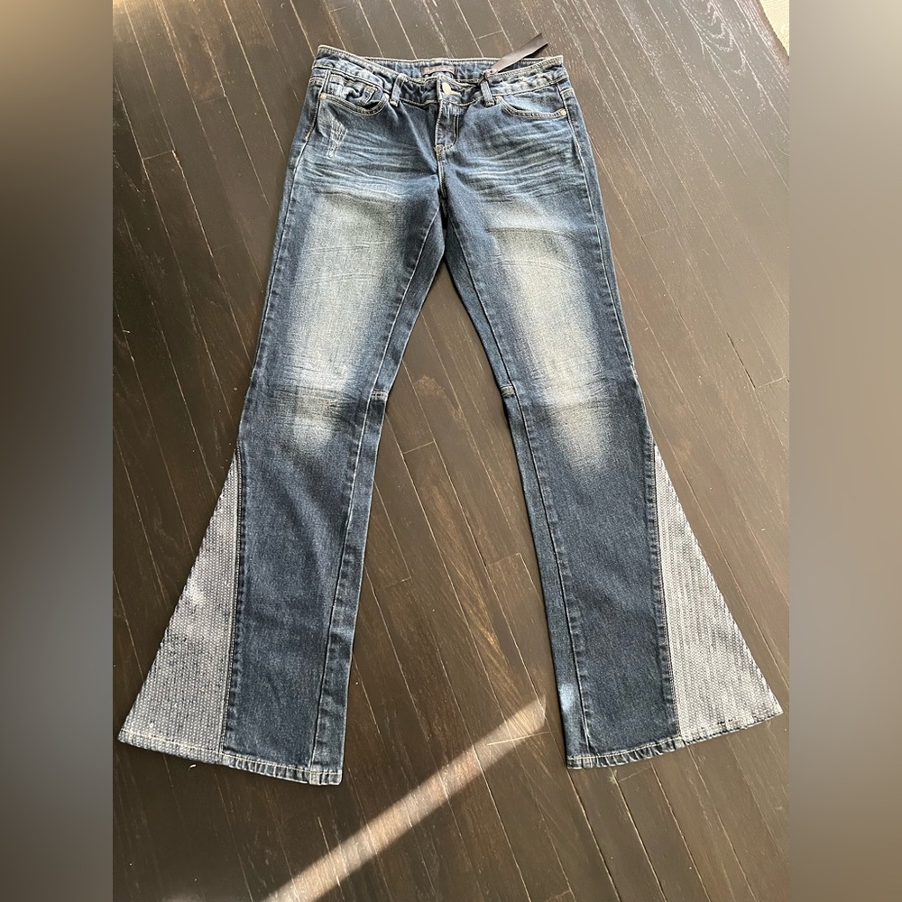 Black Crystal Stylish Blue Denim Jeans size 9 - Picture 2 of 11